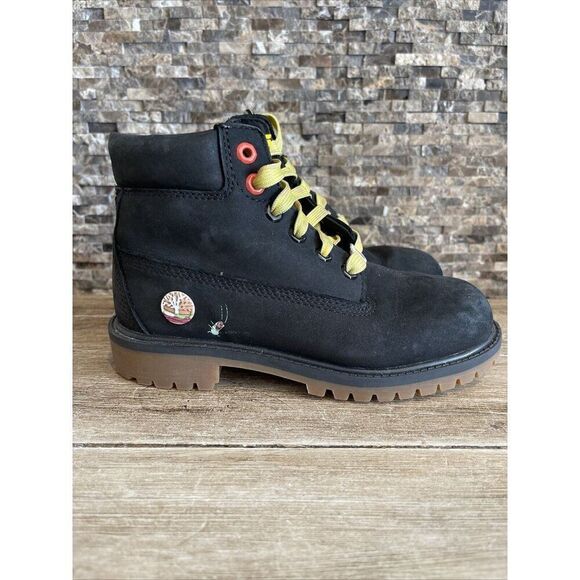 Rare Timberland Premium X Spongebob Plankton Black Boots Youth Size
